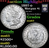 ***Auction Highlight*** 1897-o Nice breast feathers Morgan Dollar $1 Graded Select Unc By USCG (fc)