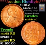 ***Auction Highlight*** 1918-d Lincoln Cent 1c Graded Choice+ Unc RD by USCG (fc)