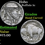 Hobo Buffalo Nickel 5c Grades Hand Carved