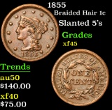 1855 Braided Hair Large Cent 1c Grades xf+