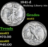 1941-d . . Walking Liberty Half Dollar 50c Grades Select Unc