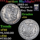 ***Auction Highlight*** 1893-cc Key Date . Morgan Dollar $1 Graded vf+ By USCG (fc)