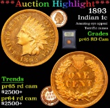 ***Auction Highlight*** 1893 Indian Cent 1c Graded Gem Proof Red Cameo by UsCG (fc)