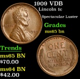 1909 VDB Lincoln Cent 1c Grades GEM Unc BN