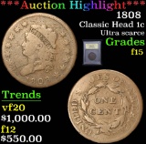 ***Auction Highlight*** 1808 Classic Head Large Cent 1c Graded f+ by USCG (fc)