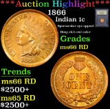 ***Auction Highlight*** 1866 Indian Cent 1c Graded GEM+ Unc RD by USCG (fc)