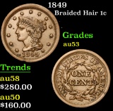 1849 Braided Hair Large Cent 1c Grades Select AU