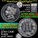 ***Auction Highlight*** 1888 Three Cent Copper Nickel 3cn Graded GEM Proof Cameo by USCG (fc)