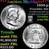 ***Auction Highlight*** 1959-p Franklin Half Dollar 50c Graded GEM+ FBL By USCG (fc)