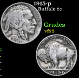 1915-p Buffalo Nickel 5c Grades vf+