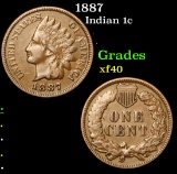 1887 Indian Cent 1c Grades xf