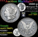***Auction Highlight*** 1890-p Morgan Dollar $1 Graded Choice Unc+ DMPL By USCG (fc)
