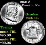 1958-d . . Franklin Half Dollar 50c Grades GEM FBL