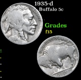 1935-d . . Buffalo Nickel 5c Grades f+