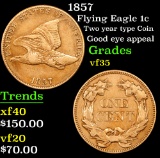 1857 Flying Eagle Cent 1c Grades vf++