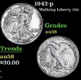 1942-p . . Walking Liberty Half Dollar 50c Grades Choice AU/BU Slider