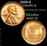 1939-d Lincoln Cent 1c Grades GEM Unc RD