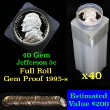 Proof 1995-s Jefferson nickel 5c roll, 40 pieces