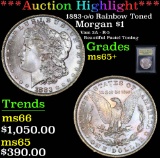 ***Auction Highlight*** 1883-o/o Rainbow Toned Morgan Dollar $1 Graded GEM+ Unc By USCG (fc)