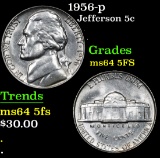 1956-p Jefferson Nickel 5c Grades Choice Unc 5fs