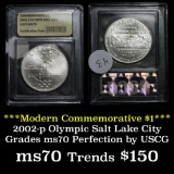 2002-p Olympic Salt Lake Modern Commem Dollar $1 Graded ms70, Perfection by USCG