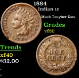 1884 Indian Cent 1c Grades vf++