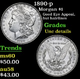 1890-p Good Eye Appeal, but hairlines . Morgan Dollar $1 Grades Unc Details