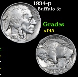 1934-p . . Buffalo Nickel 5c Grades xf+