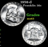 1958-d . . Franklin Half Dollar 50c Grades Select Unc