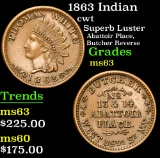 1863 Indian Civil War Token 1c Grades Select Unc