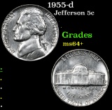 1955-d . . Jefferson Nickel 5c Grades Choice+ Unc