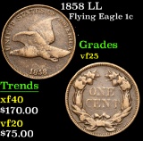 1858 LL Flying Eagle Cent 1c Grades vf+