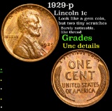 1929-p Lincoln Cent 1c Grades Unc Details