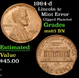 1964-d Lincoln Cent 1c Grades Select Unc BN