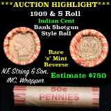 ***Auction Highlight*** Indian 1c Shotgun Roll, 1909 end, KEY date 's' mint on the other, Wow! (fc)