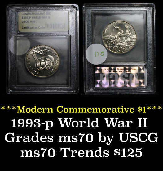 1993-p World War II . . Modern Commem Half Dollar 50c Grades ms70, Perfection