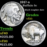 1917-s Buffalo Nickel 5c Grades vf+