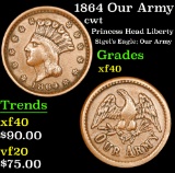 1 1864 Our Army Civil War Token 1c Grades xf