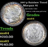 3 1897-p Rainbow Toned Morgan Dollar $1 Grades Choice Unc