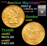 ***Auction Highlight*** 1882-p Gold Liberty Half Eagle $5 Graded Select Unc By USCG (fc)