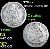 1876-cc Seated Liberty Dime 10c Grades vg+