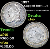 1837 Capped Bust Dime 10c Grades xf