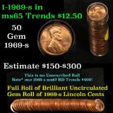 Full roll of 1969-s Lincoln Cents 1c Uncirculated Condition . .