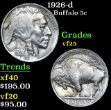 1926-d Buffalo Nickel 5c Grades vf+
