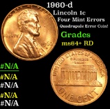 1960-d Lincoln Cent 1c Grades Choice+ Unc RD
