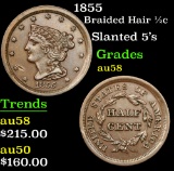 1855 Braided Hair Half Cent 1/2c Grades Choice AU/BU Slider