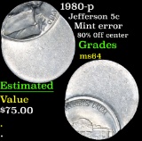 1980-p Jefferson Nickel 5c Grades Choice Unc