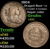 1804 Draped Bust Half Cent 1/2c Grades vf+