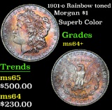 1901-o Rainbow toned Morgan Dollar $1 Grades Choice+ Unc