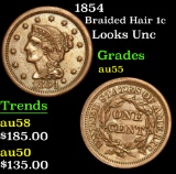 1854 Braided Hair Large Cent 1c Grades Choice AU